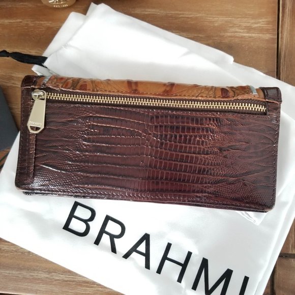 Brahmin Mini Asher Satchel & Ady Wallet. Toasted Almond Garrone Embossed Leather - Picture 15 of 16
